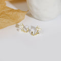 Elegant Vintage Alloy Enamel Rose Flower Pearl Geometric Small Stud Ear Cuff Jewelry Earrings view 4