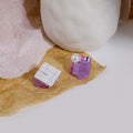 Vintage Purple Acrylic Flower Square Striped Pearl Studs For Women Cute Geometric Floral Earrings view 4