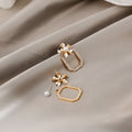 925 Silver Needle C Shape Geometric Stud Earrings With Rhinestone Chain Tassel Pearl Butterfly Charm view 4