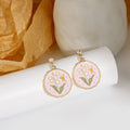 Elegant French Romantic Round Enamel Rose Lily Of The Valley Floral Alloy Stud Drop Earrings view 2