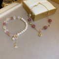 Korean Style Glass Strawberry Crystal Heart Beaded Bracelet For Women view 1