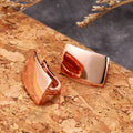 Korean Couple Style Shiny Smooth Rectangle Earrings, Fashion Rose Gold Plated Ear Cuff Jewelry view 4