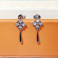 Korean Rhombus Tassel Drop Earrings Mini Zircon Geometric Luxury Style Spring Jewelry view 3