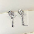 Korean Rhombus Tassel Drop Earrings Mini Zircon Geometric Luxury Style Spring Jewelry view 5