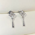 Korean Rhombus Tassel Drop Earrings Mini Zircon Geometric Luxury Style Spring Jewelry view 6