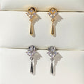 Korean Rhombus Tassel Drop Earrings Mini Zircon Geometric Luxury Style Spring Jewelry view 4