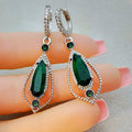Luxury Court Style Emerald Green Zircon Diamond Hollow Teardrop Statement Earrings For Women view 2