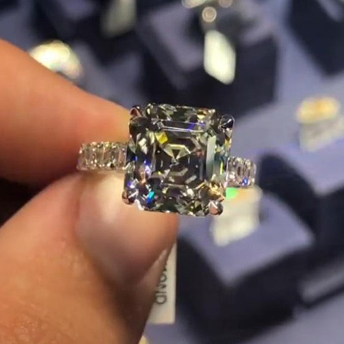 Luxury OL Zircon Geometric Ring Platinum Color Creative Fashion Finger Jewelry For Women
