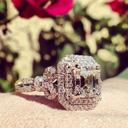 Classic Copper Platinum Plated Zircon Ring For Women, Yiwu Fashion Jewelry Accessory