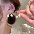 Silver Needle Rose Flower Pearl Drop Earrings For Women Korean Fresh OL Floral Jewelry view 2