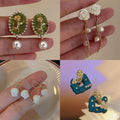 Silver Needle Rose Flower Pearl Drop Earrings For Women Korean Fresh OL Floral Jewelry view 1