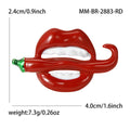 Alloy Enamel Chili Red Lips Brooch For Fashion Clothing view 4
