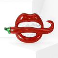 Alloy Enamel Chili Red Lips Brooch For Fashion Clothing view 3