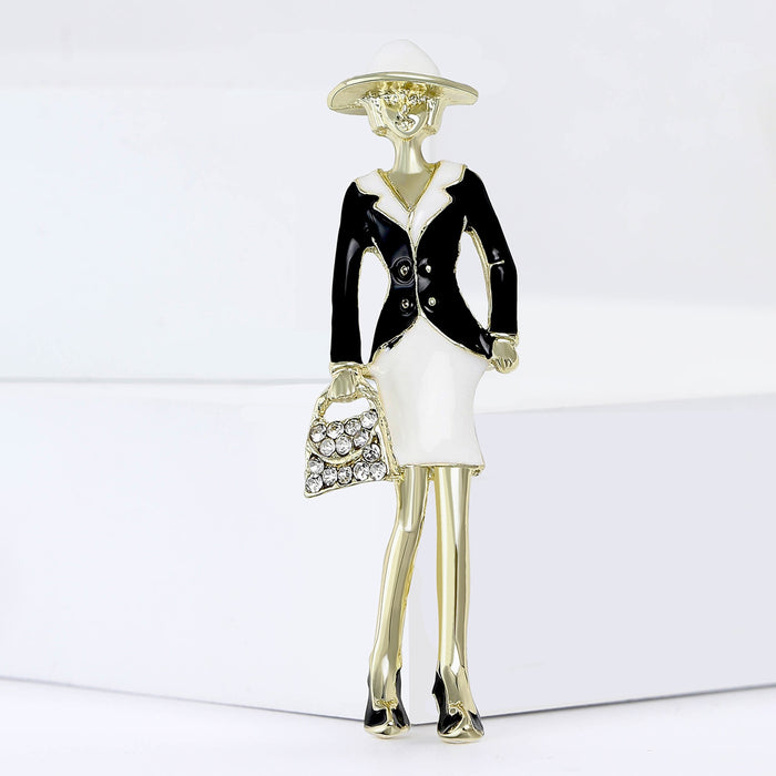 Alloy Enamel Handbag Lady Brooch Pin For Suit And Cardigan Decor