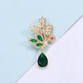 Alloy Zircon Plant Crystal Pendant Brooch Pin For Formal Dresses view 3