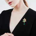 Alloy Zircon Plant Crystal Pendant Brooch Pin For Formal Dresses view 2