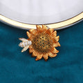 Alloy Enamel Sunflower Bee Brooch Pin For Summer Cardigan Styling view 4