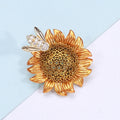 Alloy Enamel Sunflower Bee Brooch Pin For Summer Cardigan Styling view 3