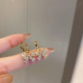 Gold Plated Copper Zircon Bow Ear Cuff Earrings, Trendy Korean Fashion Statement Jewelry view 2