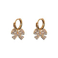 Gold Plated Copper Zircon Bow Ear Cuff Earrings, Trendy Korean Fashion Statement Jewelry view 5