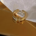 Gold Plated Copper Letter H Zircon Enamel Open Bangle Ring For Women view 4