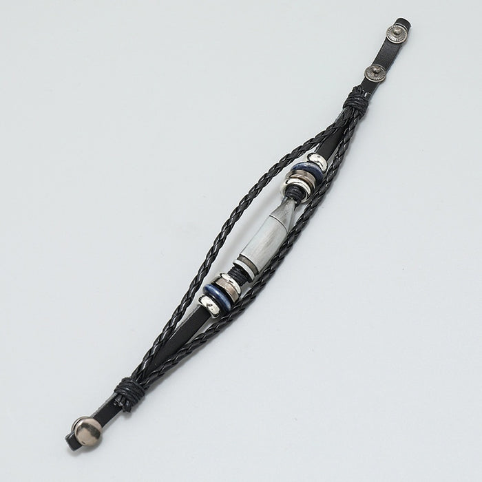 New Cross Border Simple Black Woven Men's Leather Bracelet European Fashion Accessory Supply