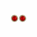 Elegant Round Crystal Zircon Studs With Rhinestone Halo Luxury Gold Tone Women's Fashion Earrings view 5