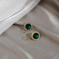 Elegant Round Crystal Zircon Studs With Rhinestone Halo Luxury Gold Tone Women's Fashion Earrings view 4