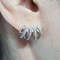 Korean Commuter Copper Zircon Curved Ear Clip Earrings For Women Elegant Arc Shaped Jewelry view 3