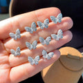 Sweet Bow Stud Earrings For Women Rhinestone Zircon Inlaid Student Ear Jewelry view 2