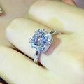 Classic Womens Square Cushion Zircon Ring, Sparkling Fashion Jewelry For Business Event Styling view 2