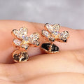 French Vintage Flower Stud Earrings With Full Zircon Pave For Elegant Women view 3
