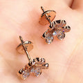 French Vintage Flower Stud Earrings With Full Zircon Pave For Elegant Women view 4
