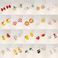 Enamel Cartoon Studs Yellow Duck Tropical Fish Starfish Sun Fruit Flower Asymmetric Alloy Earrings view 1