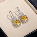 Luxury Vintage Yellow Zircon Drop Earrings For Brides, Simple European Ear Hook Jewelry view 3