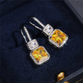 Luxury Vintage Yellow Zircon Drop Earrings For Brides, Simple European Ear Hook Jewelry view 1