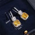 Luxury Vintage Yellow Zircon Drop Earrings For Brides, Simple European Ear Hook Jewelry view 5