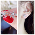 Christmas Snowflake Sparkling Zircon Stud Earrings Elegant New Year Holiday Jewelry Gift view 2