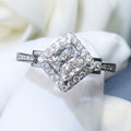 European Minimalist Rhombus Micro Pave Zircon Women's Ring Valentine's Day Jewelry Accessory view 1