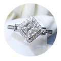 European Minimalist Rhombus Micro Pave Zircon Women's Ring Valentine's Day Jewelry Accessory view 3