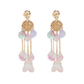 Elegant Long Geometric Shell Tassel Alloy Chain With Iridescent Acrylic Petal Drop Earrings view 5