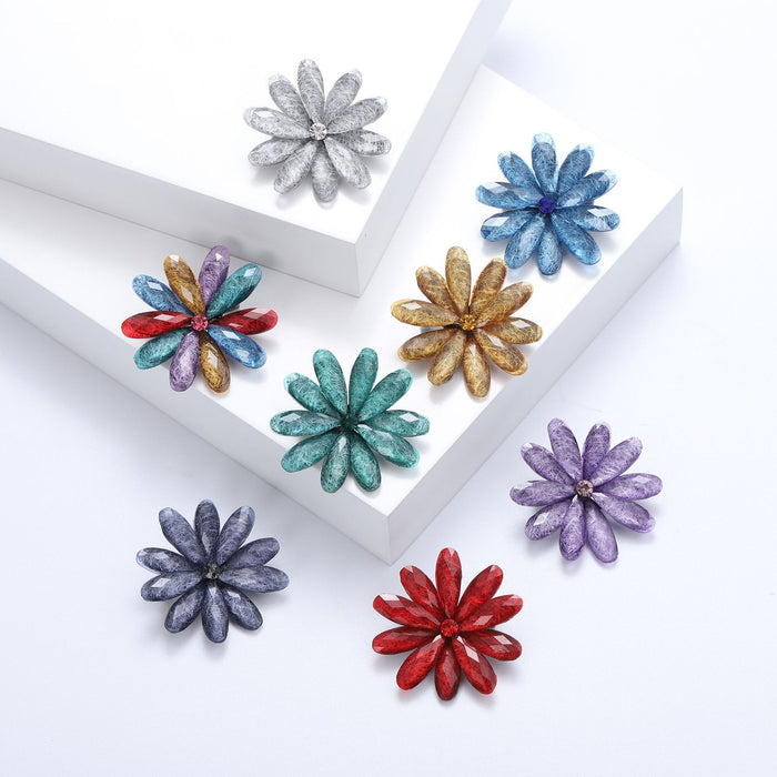 Alloy Acrylic Flower Brooch Pin For Elegant Fashion Garment Decoration