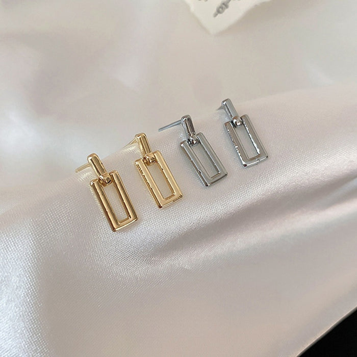 Minimalist Alloy Geometric Drop Earrings With Silver Posts Cold Style Metal Dangle Jewelry