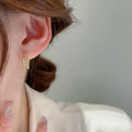 Minimalist Alloy Geometric Drop Earrings With Silver Posts Cold Style Metal Dangle Jewelry view 2