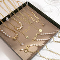 Light Luxury Pearl Spliced Multi Layer Bow Letter Collarbone Chain Sweet Cool Choker Necklace view 1