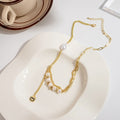 Light Luxury Pearl Spliced Multi Layer Bow Letter Collarbone Chain Sweet Cool Choker Necklace view 3