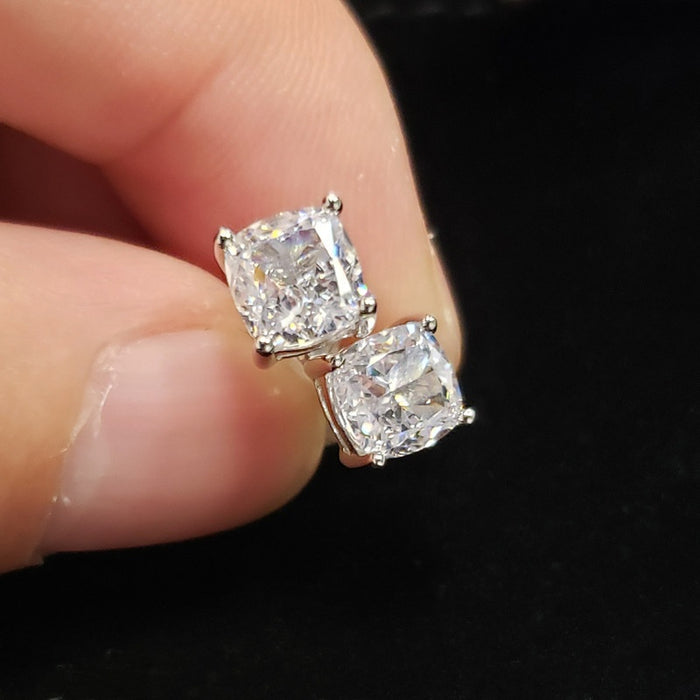 Classic Cushion Cut 8x8mm Zircon Stud Earrings, Fashion Small Jewelry