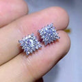 Fashion Full Zircon Square Stud Earrings Versatile High End Jewelry Accessories For Women view 2