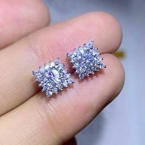 Fashion Full Zircon Square Stud Earrings Versatile High End Jewelry Accessories For Women
