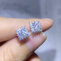 Fashion Full Zircon Square Stud Earrings Versatile High End Jewelry Accessories For Women view 3